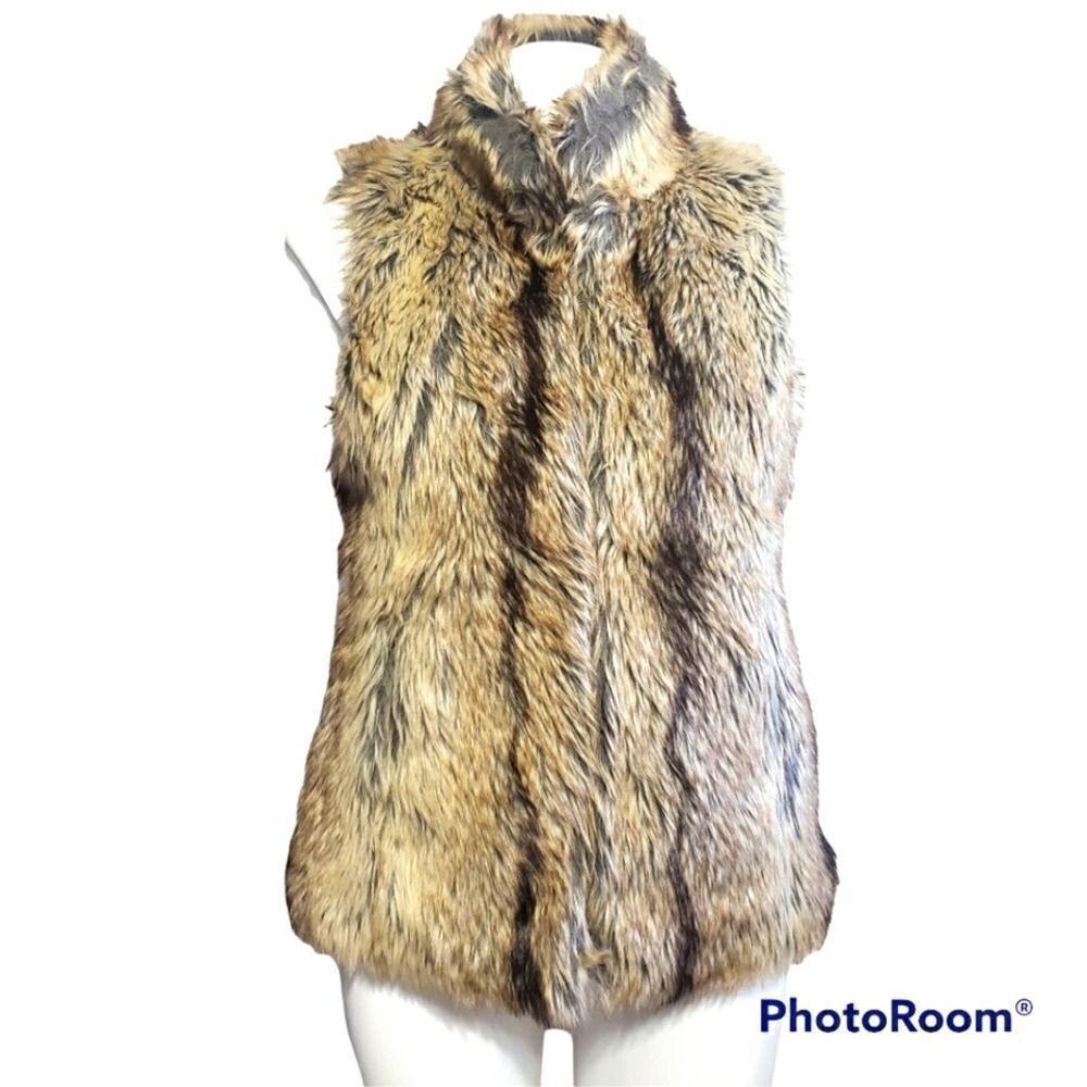 TCEC faux fur mob wife brown & tan vest S